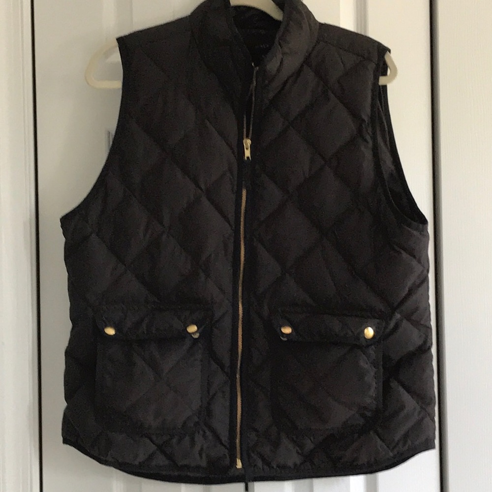 J. Crew Down Filled Black Quilted Vest